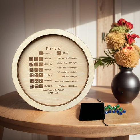 2 Sets 6 12" Farkle Dice Tray, Farkle Dice Game with Tray and of Dice, Wooden Dice Tray for The Classic Family Game