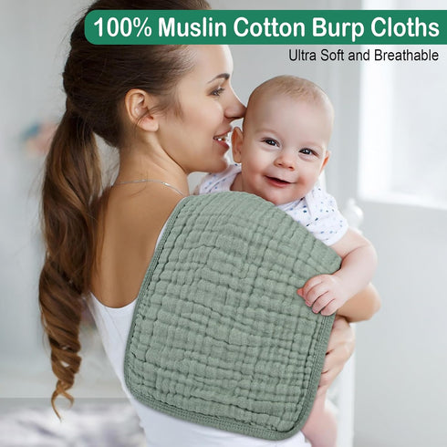 10 Pack 20x10Inch, 10 Synrroe Muslin Burp Cloths, Mixed Colors, Soft Absorbent Baby Burping Rags