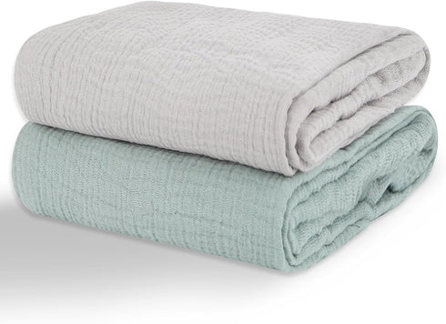 Muslin Swaddle Blankets for Newborns, 2 Pack 100% Cotton Receiving Blankets, Soft