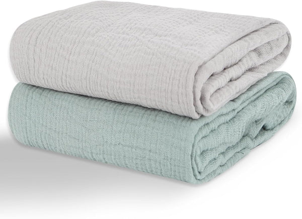 Muslin Swaddle Blankets for Newborns, 2 Pack 100% Cotton Receiving Blankets, Soft