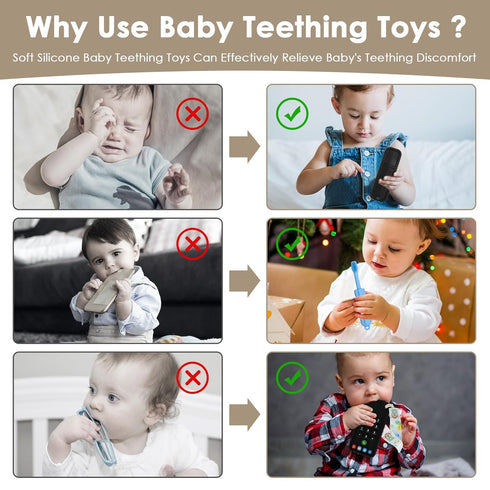 Baby Teething Toys, Remote Control Shape Teether, Cell Phone Chew Toy for Babies 3-24 Months, BPA Free