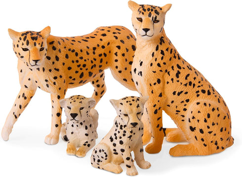 Terra by Battat – 4 Pieces Cheetah Family – 1 – 4-Inch Plastic Figurines for Kids, Educational Toy Figures