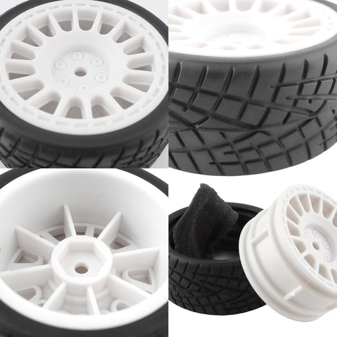4PCS 12mm Hub Wheels Tires Set for 1:10 1:12 1:16 Off Road RC Cars, Rubber Tires Set for HSP 94122 94123 94103 3850