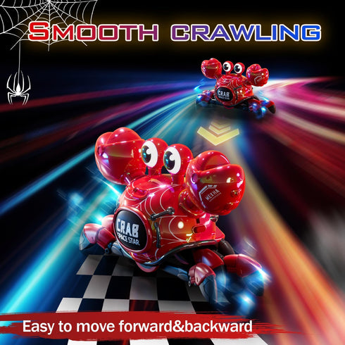WINJOYMAX 360-Degree 2.4GHz 3 4 5 6 7 8 9 10 Remote Control Robot Crab Toy, Rechargeable With LED Lights And Music