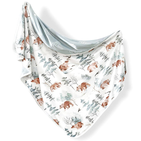 GRSSDER Super Soft Jersey Knit Baby Blankets, Double Layer Receiving Blankets, 34 x 44 Inches, Cute Bear