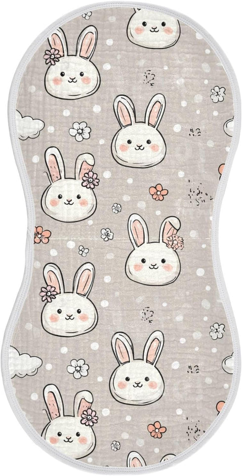 decor gift Cotton Burp Cloth Breathable Funny Farm Bunny Flower washcloths for Babies Girls