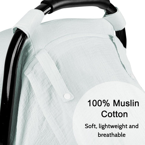 Summer Muslin Car Seat Covers for Babies, Baby Car Seat Cover for Boys Girls with Breathable Window, Lightweight Infant