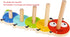 TOWO Wooden Stacking Rings Baby Caterpillar Counting Game, Colour Sorting Puzzle, 5 Pegs Ring Stacker, Early Learning