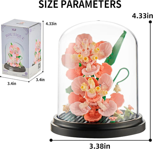 Nipurex 520 Flower Bouquet Building Kit, Hibiscus Flower Building Blocks with Dust Cover, Brick Flowers Building
