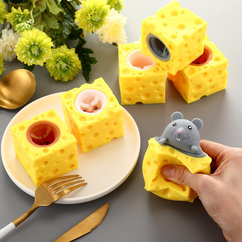 6 Pack Cheese Toy Stress Cheese Rat Toy, Sensory Anxiety Relief Office Toy Ball Fidget Toys for Birthday Stress Relief