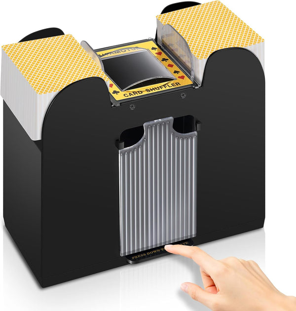 Automatic Card Shuffler for 1/2/4/6 Decks, Battery Operated Electric Shuffler for UNO, Casino Card Games, Home Use