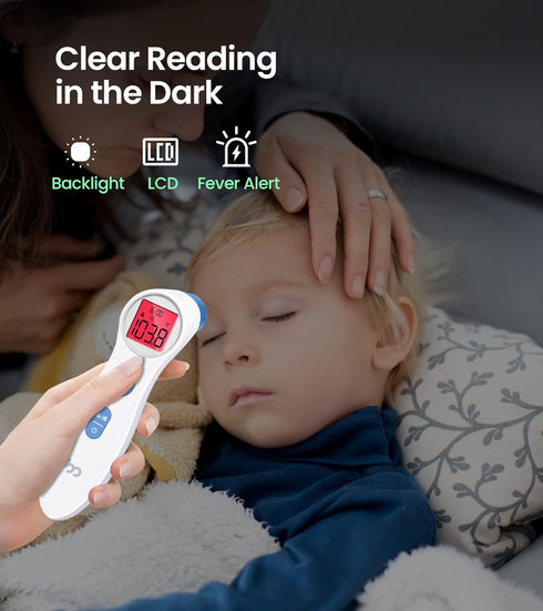 Forehead Thermometer for Adults and Kids, Digital Infrared with Fever Alarm and No-Touch Reading