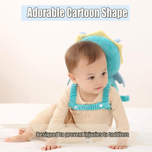 Feidoog Baby Head Protector Cushion Backpack with 3 Knee Pads for Walking & Crawling, Dragon Design