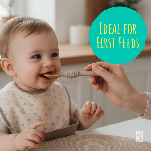 Elk and Friends Silicone Baby Spoons | Travel Case Included | First Stage Infant Toddler Spoon | Baby Led Weaning Stage
