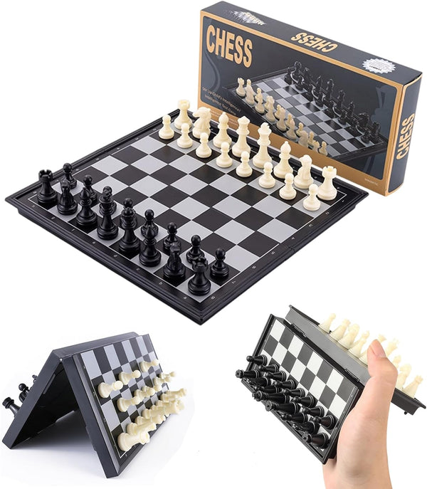 PGDOV Magnetic Travel Chess Set - 9.5 Inches Small Chess Folding Board Games,