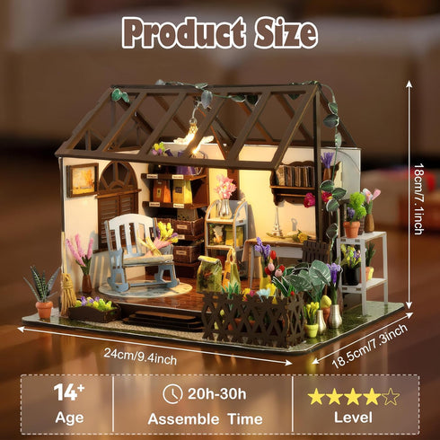 Miniature House Kit, DIY Miniature Dollhouse Kit, Mini House Building Kits with LED, Unique Gift for Birthday Christmas