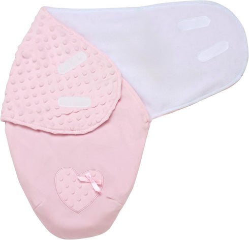2 0-3M Ultra Soft Ply Plush Swaddle Blanket with Embroidery for Baby, Pink with Heart Embroidery