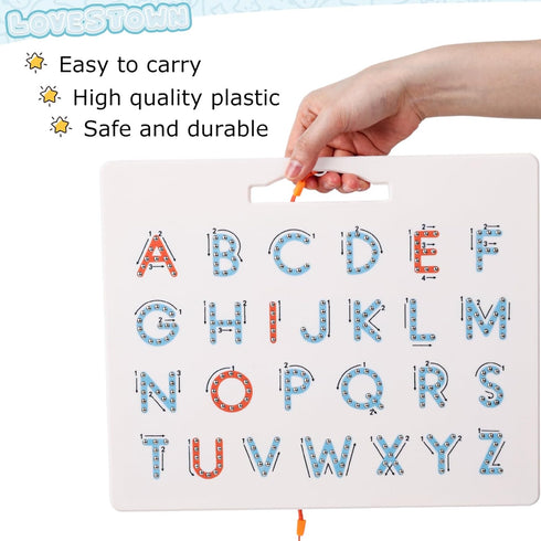 LovesTown Double Sided Magnetic Letter Board, 2 in 1 Alphabet Tracing Board for Kids