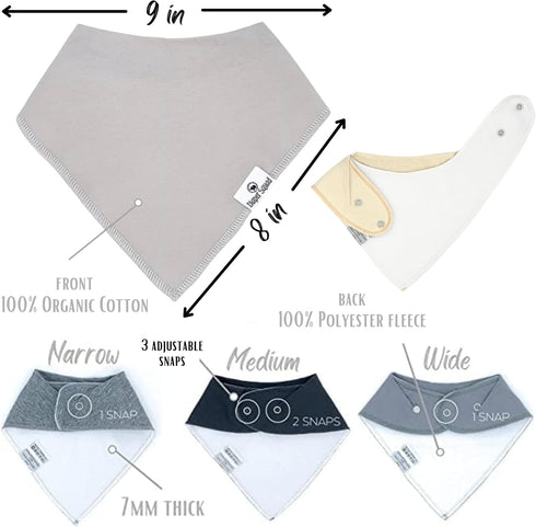 100% DiaperSquad's Organic Cotton Baby Drool Bibs, Super Absorbent & Adjustable Baby Bibs for Drooling and Teething