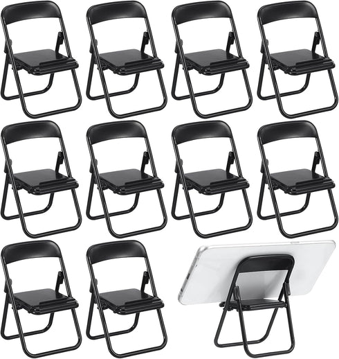 12pcs Mini Foldable Chairs for Dollhouse, Mini Stand Model Chair & Desk Phone Stand Decoration