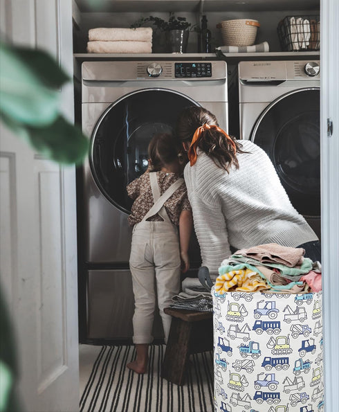 19.7" Round Laundry Basket - Laundry Hamper with Handles, Toys Storage Organizer Gift Bins for Boys and Girls