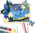 Blank Puzzle with 24 Pieces, Unique Shape Wooden Jigsaw Puzzles with Tray for Crafts & DIY, 11.7x8.8 Inches