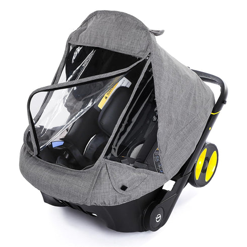 Universal Car Seat Rain Cover, Food Grade EVA Waterproof Protection with Quick-Access Zipper Door (Grey)