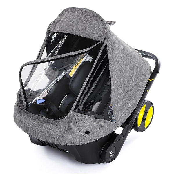 Universal Car Seat Rain Cover, Food Grade EVA Waterproof Protection with Quick-Access Zipper Door (Grey)