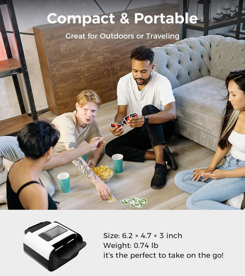 1-2 10, Automatic Card Shuffler for Decks, Electric Playing Card Shuffler with Auto & Manual Modes, Low Noise