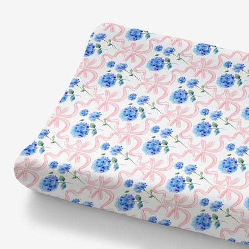HawSkgFub Pink Bow Hydrangea Floral Changing Pad Cover for Baby Girls Shower Gift,