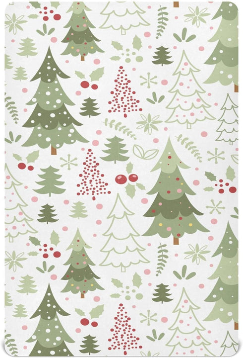 Jihqo Cartoon Christmas Tree Crib Sheets for Boys Girls Pack N Play Sheet