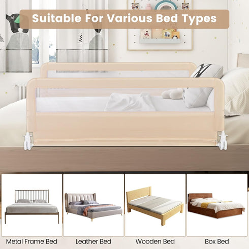 59-in (1 Pack, HONEY JOY Bed Rail for Toddlers, Extra Long, Portable Safety Bed Guardrail w/Double Safety Child Lock