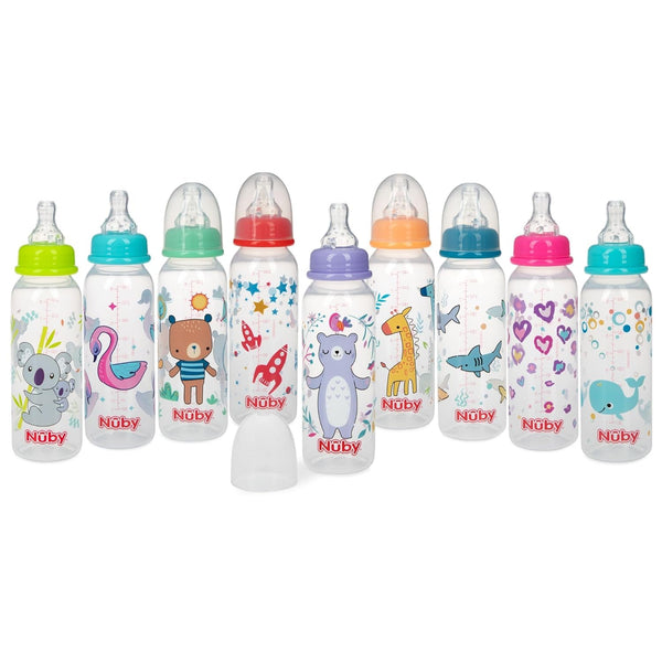 Nuby Standard Neck Tinted Bottle, 8 Ounce, 1 Pack of 1 Bottle,