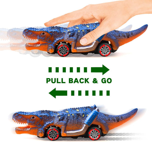 FFTROC Dinosaur Toys for Kids, 6 Pack Pull Back Cars - Monster Trucks for 2-5 Year Old Boys