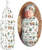 Watercolor Woodland Animal Tree Swaddle Blanket with Beanie Hat Set Newborn Receiving