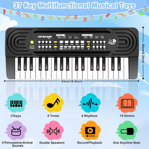 37 3-8 Kids Toddler Toy Piano Keyboard - Key Pianos for Kid Music Toys Instruments with Microphone | Explore