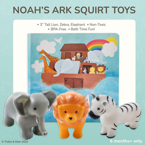 Set 0-12 5-Piece, 3 Set Tickle & Main Noah's Ark Baptism Gifts for Boys Gift - Months, Multicolor - Hooded Lamb Towel