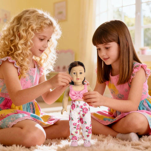 HOAKWA 18 Inch 18" 19 8 Sets American Doll Clothes and Accessories for Doll, Clothes Dress, Total Pcs Including
