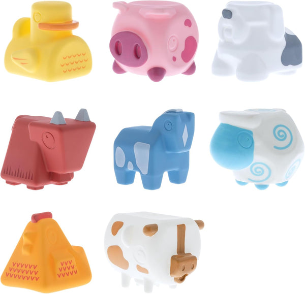 Nuby Soft Stackable Farm Animal Interactive Bath Toys - 8-Piece Stacking Set