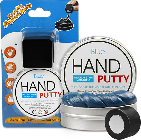Magnetic Slime Putty, Soft Magic Slime Hand Therapy Fidget Game, Stress Relief Educational Toy (Blue)