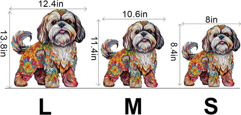 Wooden Puzzles for Adults - Shih Tzu Dog Wooden Jigsaw Puzzle - Unique Shape Lhasa Apso Gift