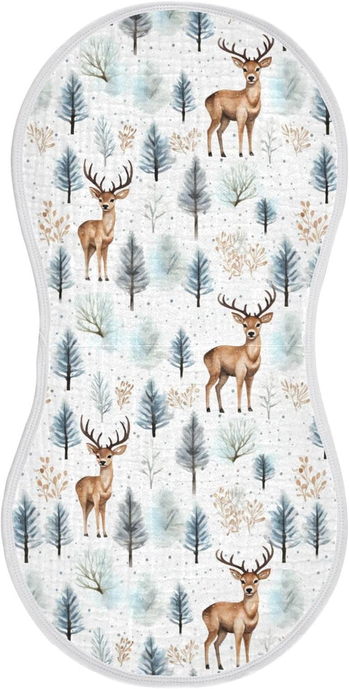 KEIGE 4Pcs Girls,11x22in,A110943 Woodland Deer Burp Cloth,Unisex Large Absorbent Soft Cotton Muslin Burping Cloths