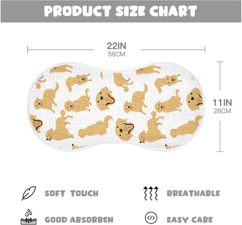 YYZZH 2 Pack 100% Golden Retriever Dog Muslin Burp Cloths for Baby Soft Cotton Baby Washcloths Bibs for Boy Girl