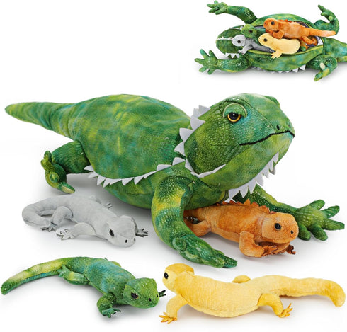 Tezituor 5 Pieces Realistic Stuffed Lizard Set, 26.4 Inch Large Plush Bearded Dragon Animal Toy Gifts for Boys