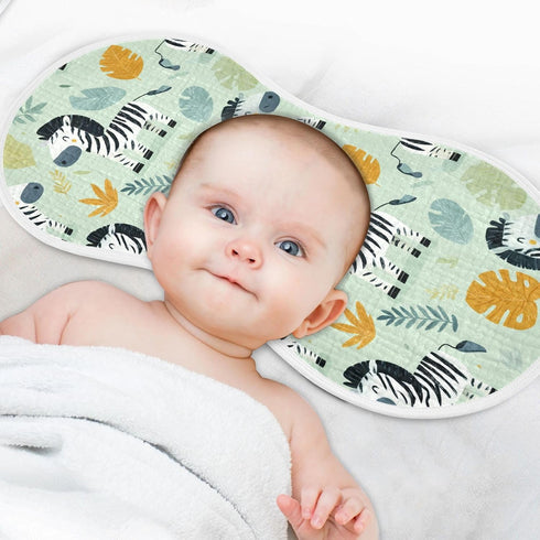 decor gift 4 Pack 22x11in Cotton Muslin Burp Cloth Breathable Funny Jungle Zebras Green Feeding Cloth for Unisex