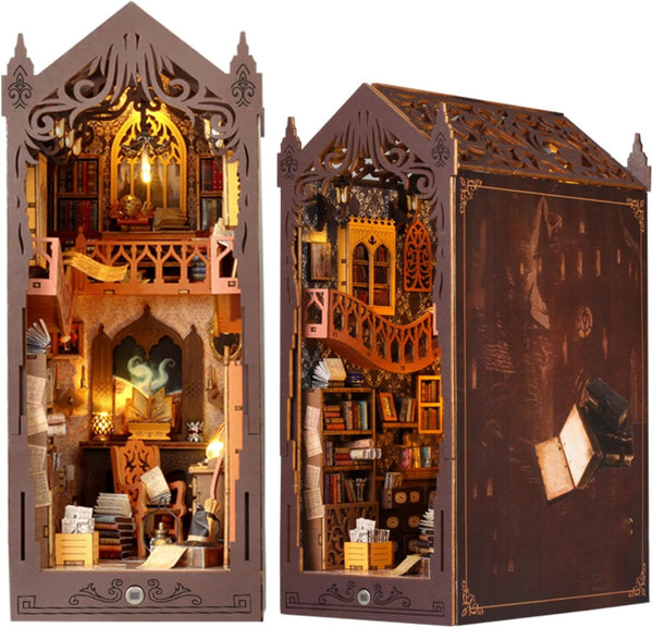 DIY Miniature Book Nook Dollhouse Room Kit - Magic Library for Teens and Adults