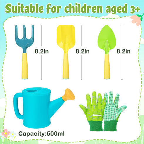 Set Set Biubee Kids Gardening Tools - Sturdy Kids Watering Can Toy Toddler Children's Gardening Kit with Metal Shovel