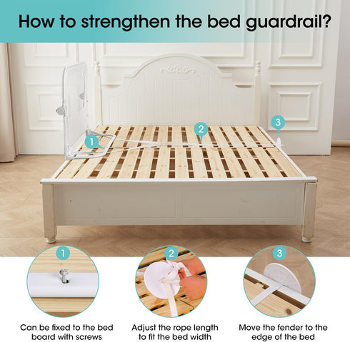 '-47" NUTIKAS Baby Bed Rail Guard for Toddlers Toddler Bed Rails for Twin, Full, Queen, King Bunk Size Bed Swing Down