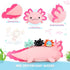 Big Axolotl Plush 24 Inch, Long Stuffed Animal with 3 Baby Axolotl Plushies, 4Pcs Pillow Gifts for Kids
