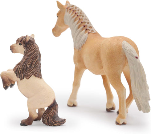 Gemini&Genius Horses Toy for Kids, Premium Farm Horse Animal Playset with Mare and Horse Cub Family Action Figures
